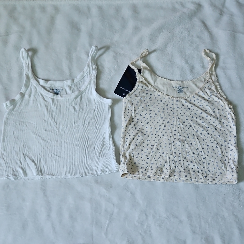 Brandy Melville White Fitted Crop Camisole - One Size